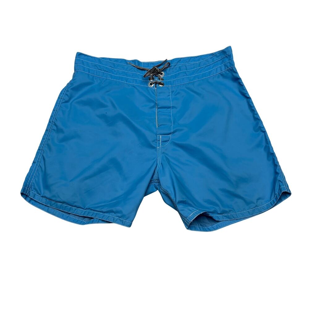 Vintage Birdwell Beach Britches 5" Board Shorts Men's 31 Blue Swim USA